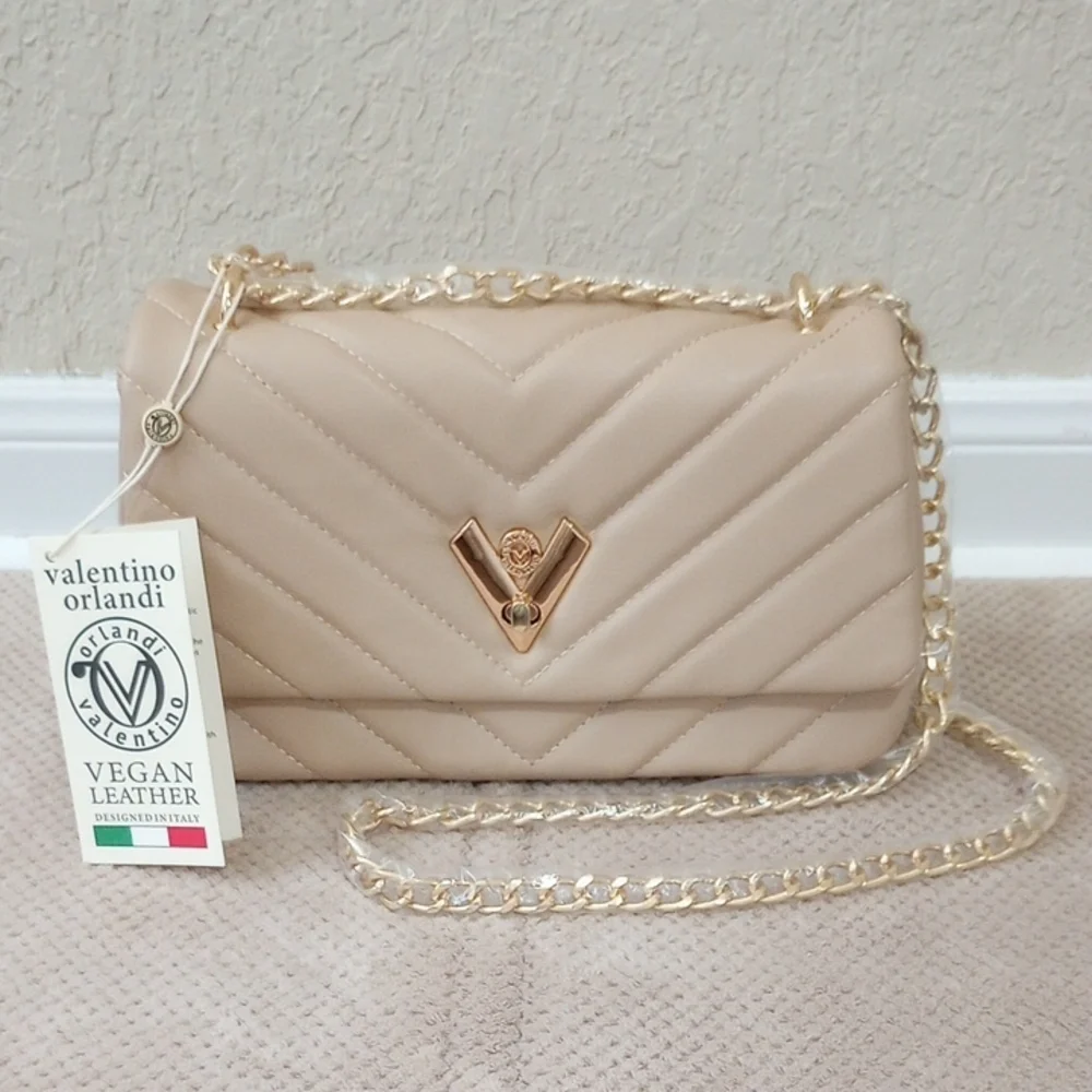 Valentino Orlandi Taupe Quilted Two Way Bag - Picture 5 of 12